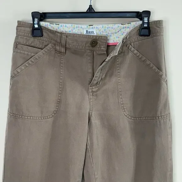 Vintage‎ Bass | 100% Cotton Y2K Khaki Ankle Pants Mid-Rise Straight Leg Size 4 - Picture 4 of 8